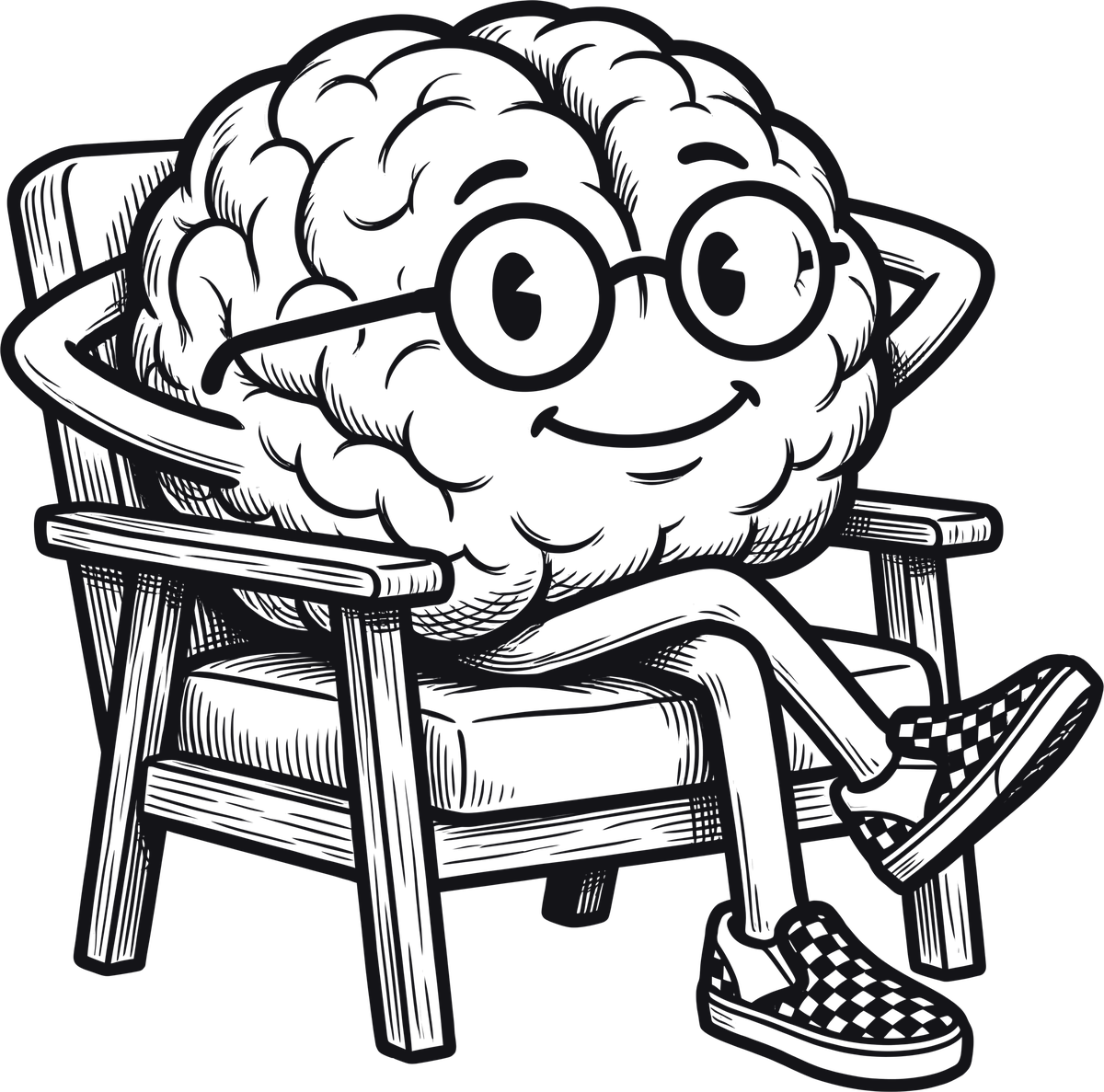Friendly cartoon brain pointing the way
